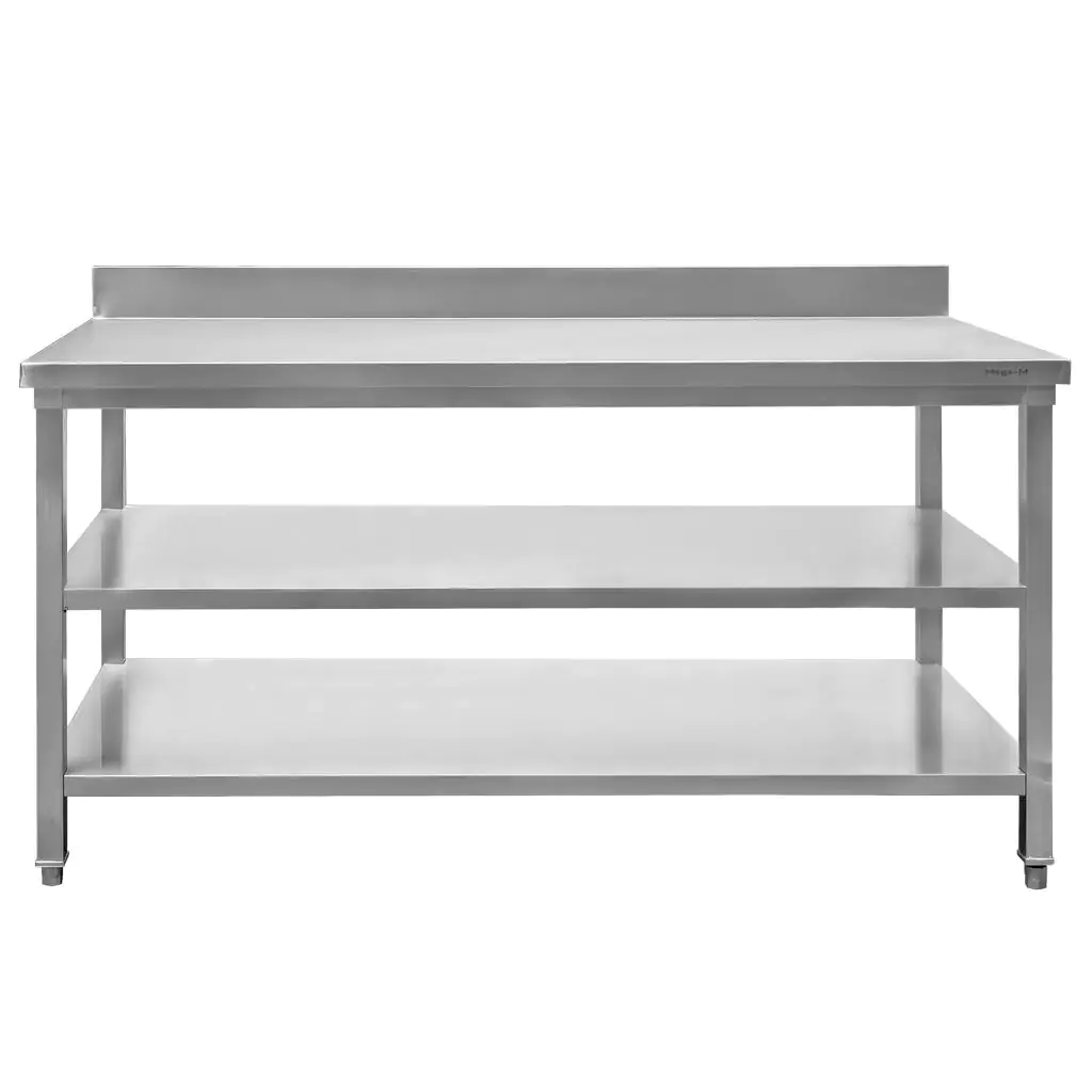 Masa inox perete cu 2 rafturi 180x60x85cm [8]