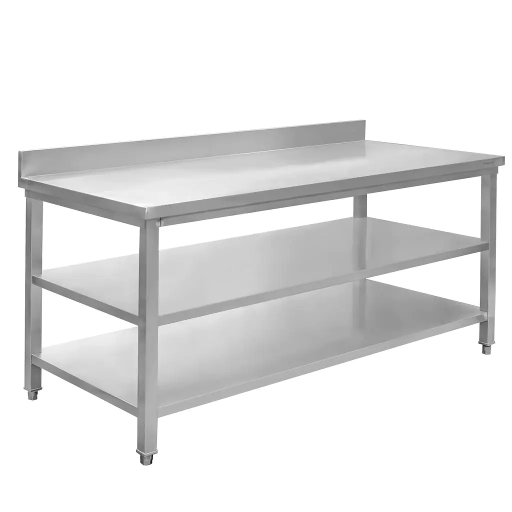 Masa inox perete cu 2 rafturi 180x60x85cm [7]