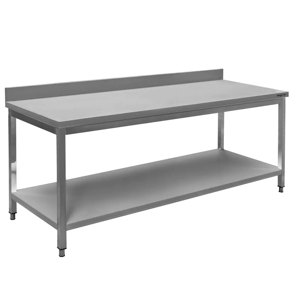 Masa inox perete cu raft 200x70x85cm [2]