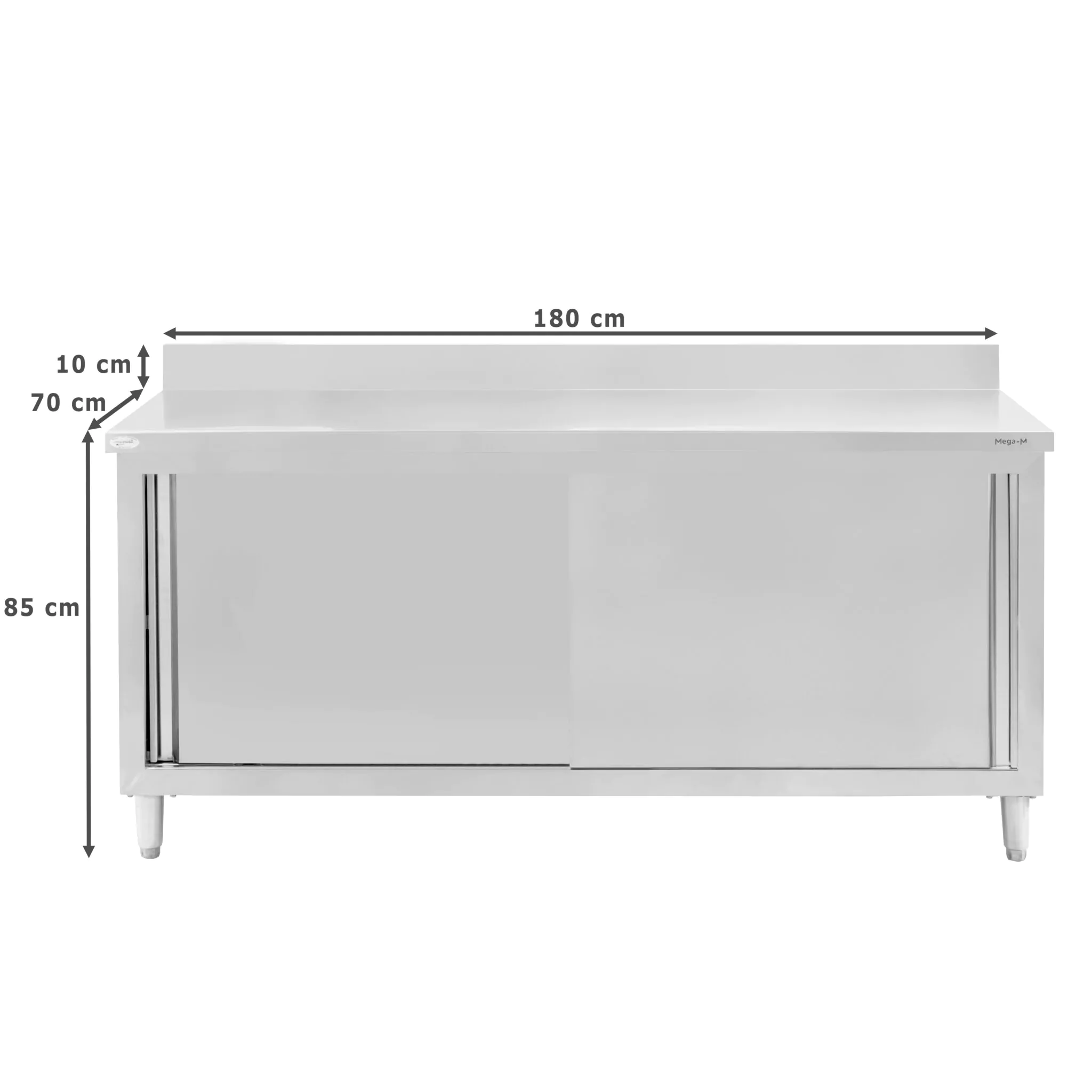 Masa inox perete cu raft si dulap 180x70x85cm [7]