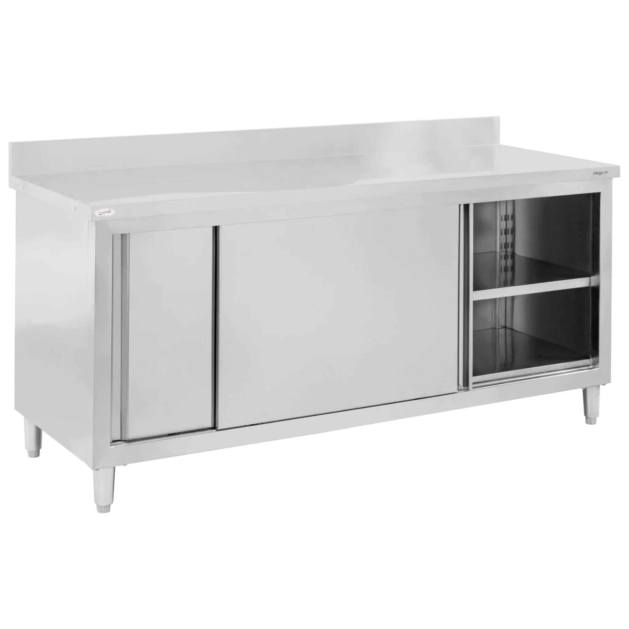 Masa inox perete cu raft si dulap 180x70x85cm [6]