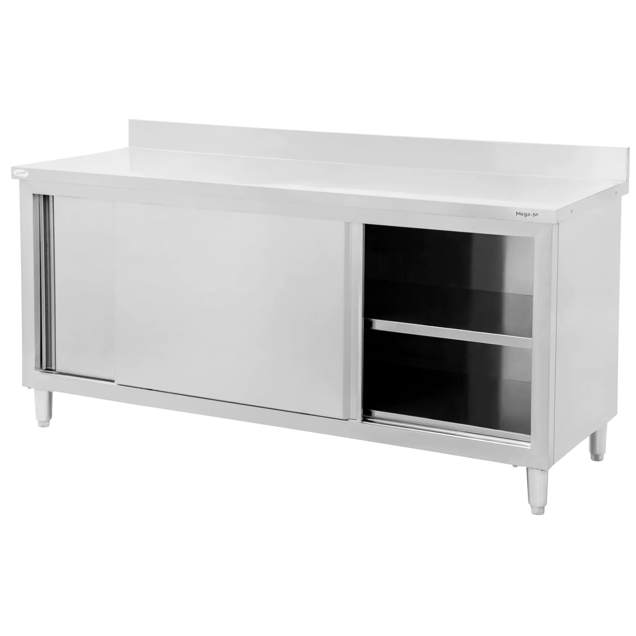 Masa inox perete cu raft si dulap 180x70x85cm [5]
