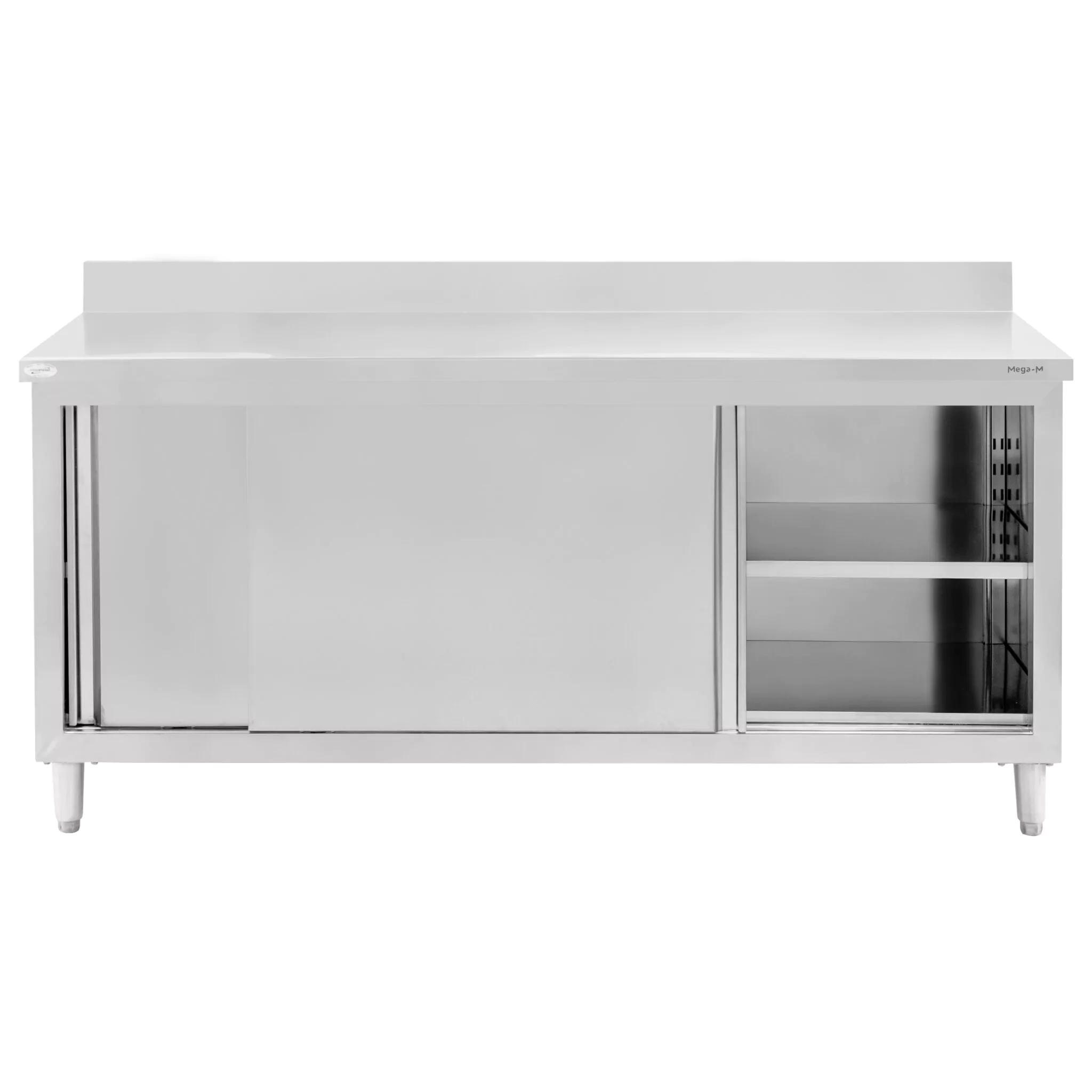 Masa inox perete cu raft si dulap 180x70x85cm [4]