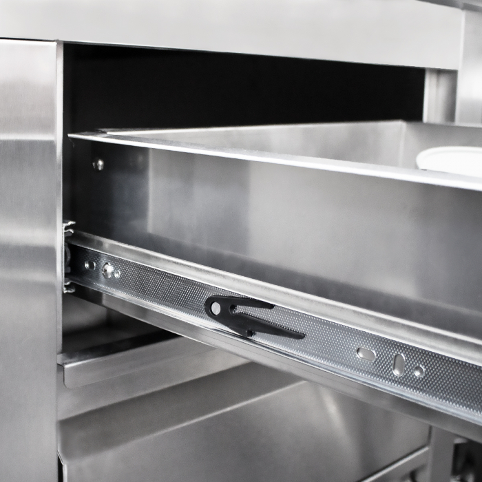 Masa inox tip dulap cu sertare pe dreapta si usi glisante 600 mm - 1400x600x950 mm BAS140-60R [3]
