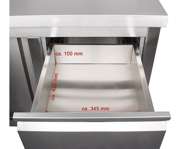Masa inox tip dulap cu sertare pe dreapta si usi glisante 700 mm - 1200x700x950 mm BAS120-70R [4]