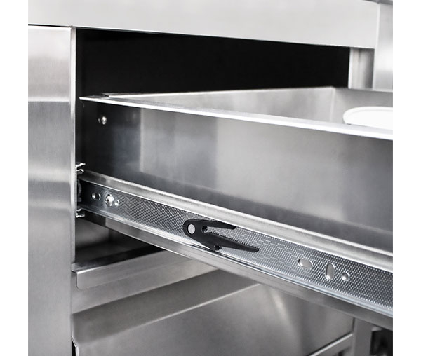 Masa inox tip dulap cu sertare pe dreapta si usi glisante 700 mm - 1200x700x950 mm BAS120-70R [2]