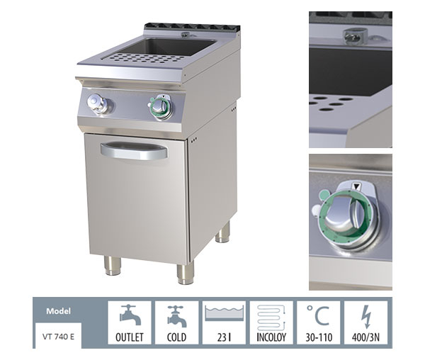 Masina de fiert paste electrica 23 litri, 400 x 730 x 900 mm, 7,5 kW, linia 700, VT740E [2]