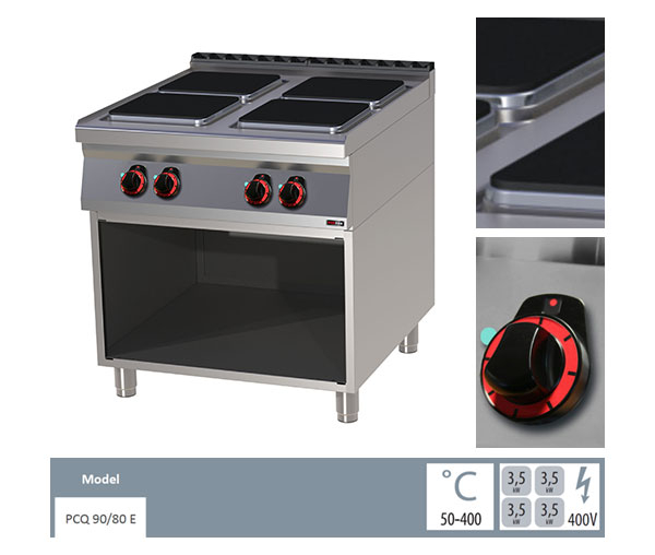 Masina de gatit electrica 4 plite patrate cu suport, 4x3,5 kW, linia 900, SPQ90/80E [2]