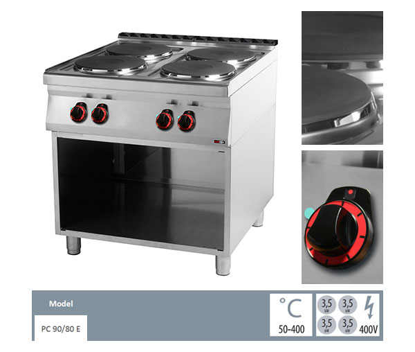Masina de gatit electrica 4 plite rotunde cu suport, 4x3 kW, linia 900, SP90/80E [2]