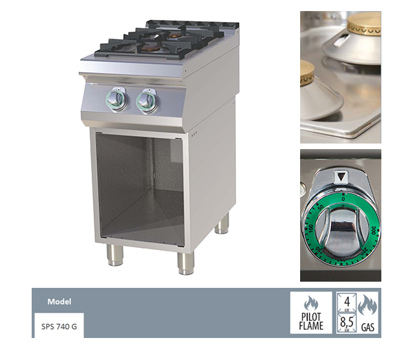 Masina de gatit gaz cu 2 arzatoare alama cu suport, 4+8,5 kW, linia 700, SPS740G [2]