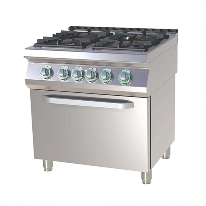 Masina de gatit gaz cu 4 arzatoare alama cu cuptor electric, 4+3x8,5 kW, linia 700, SPST780-21GE [1]