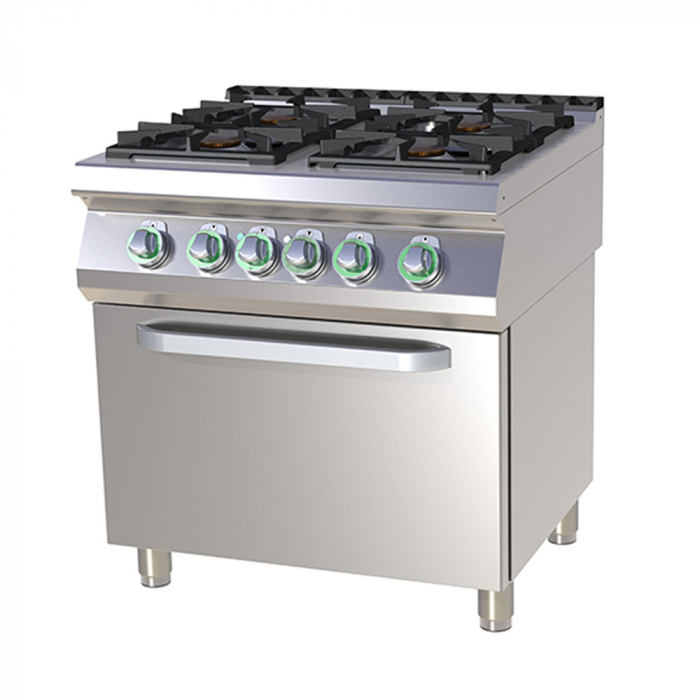Masina de gatit gaz cu 4 arzatoare fonta cu cuptor electric, 4,5+3x7,5 kW, linia 700, SPT780-21GE [1]