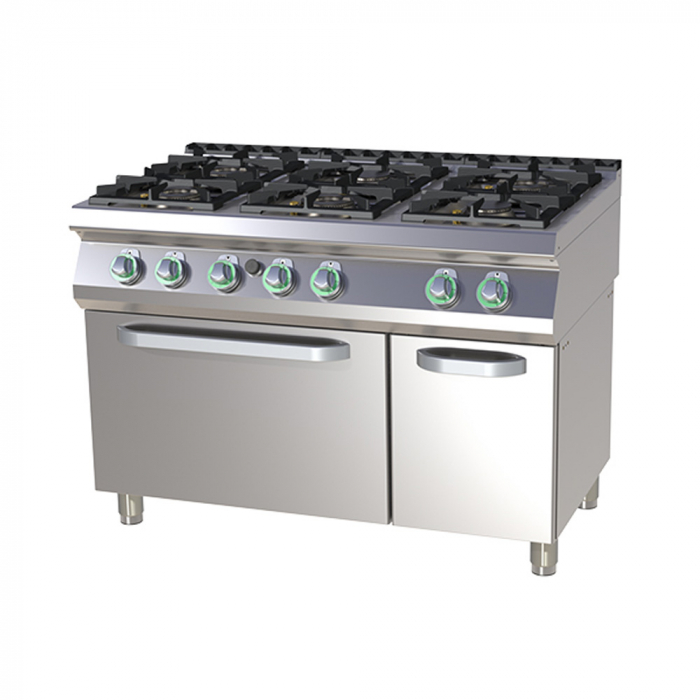 Masina de gatit gaz cu 6 arzatoare alama cu cuptor gaz, 2x4+4x8,5 kW, linia 700, SPST7120-21G [1]