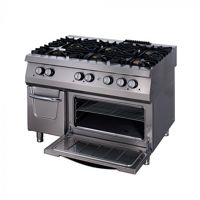 Masina de gatit gaz cu 6 arzatoare fonta cu cuptor electric, 3x6 kW si 3x10 kW, linia 900 [2]