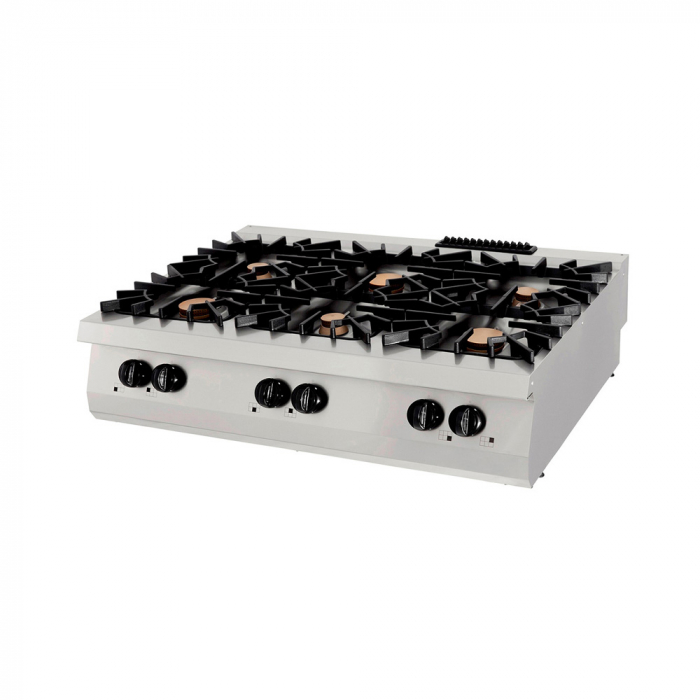 Masina de gatit pe gaz cu 6 arzatoare de banc, 3x6 kW și 3x10 kW, 1200x900x280 mm, linia 900 [2]