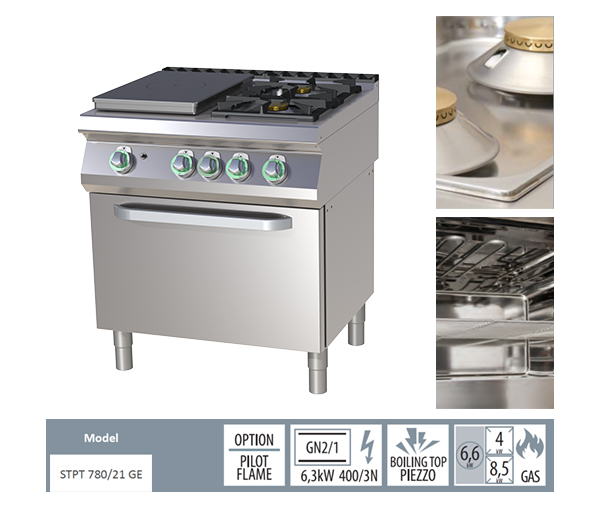 Masina de gatit tip frantuzesc 3 arzatoare cuptor electric, 8,5+4+6,6 kW, linia 700, STPST780-21GE [2]