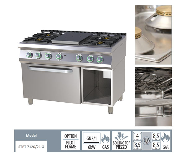 Masina de gatit tip frantuzesc 5 arzatoare cuptor electric, 3x8,5+4+6,6 kW, linia 700, STPST7120-21GE [2]
