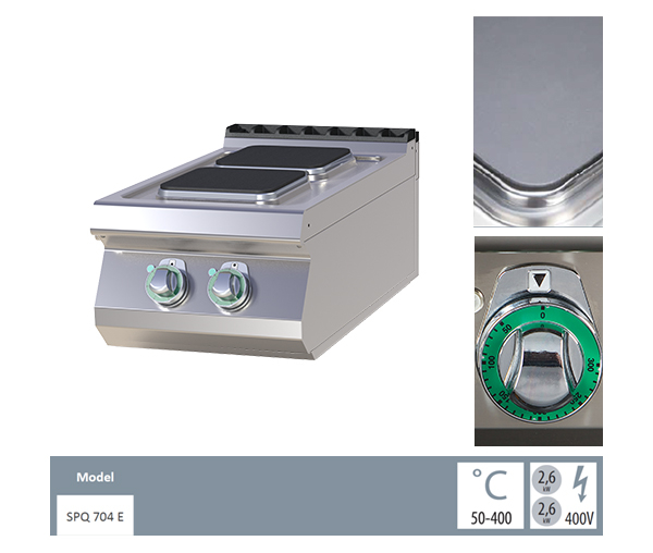 Masina gatit electrica 2 plite patrate de banc, 2x2,6 kW, linia 700, SPQ704E [2]