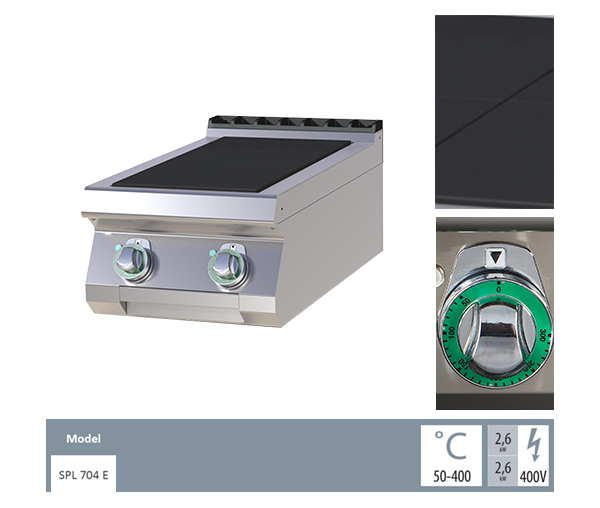 Masina gatit electrica 2 plite radiante de banc, 2x2,6 kW, linia 700, SPL704E [2]
