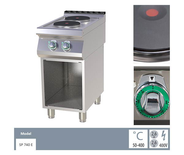 Masina gatit electrica 2 plite rotunde cu suport, 2x2,6 kW, linia 700, SP740E [2]