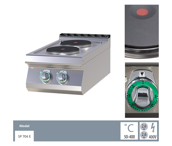 Masina gatit electrica 2 plite rotunde de banc, 2x2,6 kW, linia 700, SP704E [2]