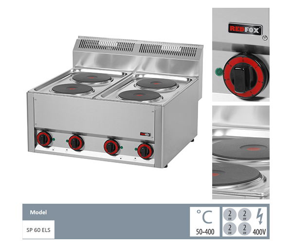 Masina gatit electrica 4 plite de banc, 4x2 kW, 400V, linia 600, SP60ELS [2]