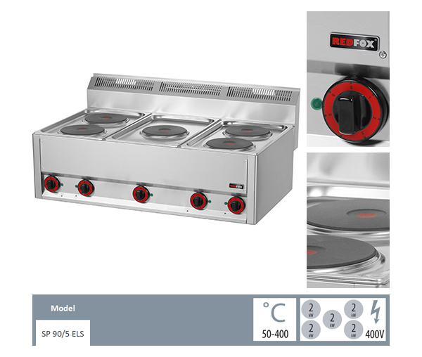 Masina gatit electrica 5 plite de banc, 5x2 kW, 400V, linia 600, SP90/5ELS [2]