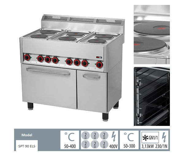 Masina gatit electrica 6 plite cu cuptor 400V SPT90ELS [2]