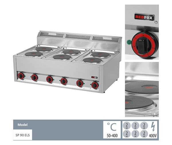 Masina gatit electrica 6 plite de banc, 6x2 kW, 400V, linia 600, SP90ELS [2]