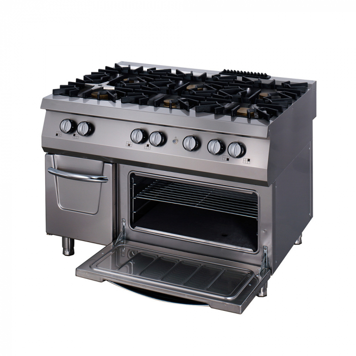 Masina gatit pe gaz cu 6 plite patrate 3x6 + 3x10 kW si cuptor electric 8 kW, linia 900 [2]