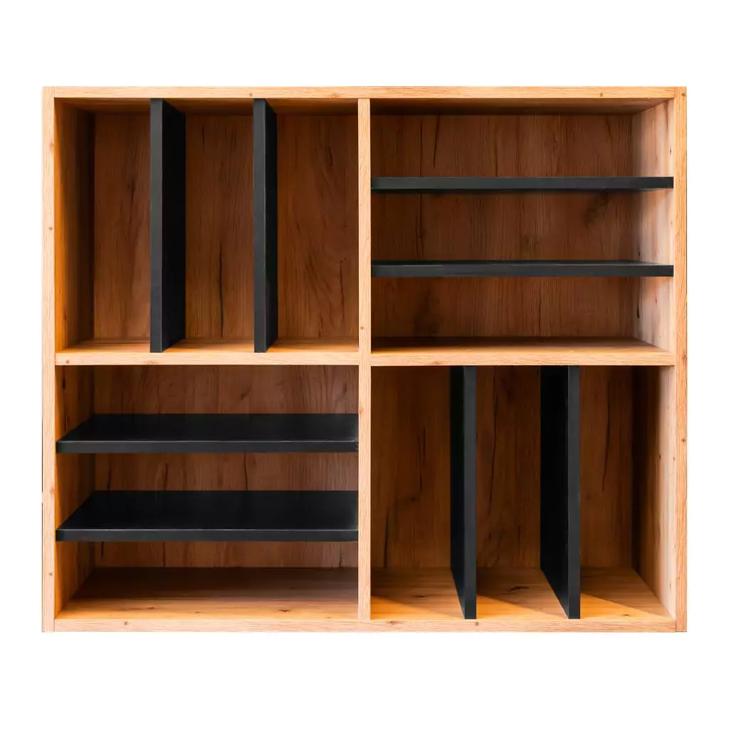 Modul raft vin/alcool 86cm, stejar artisan/negru [3]