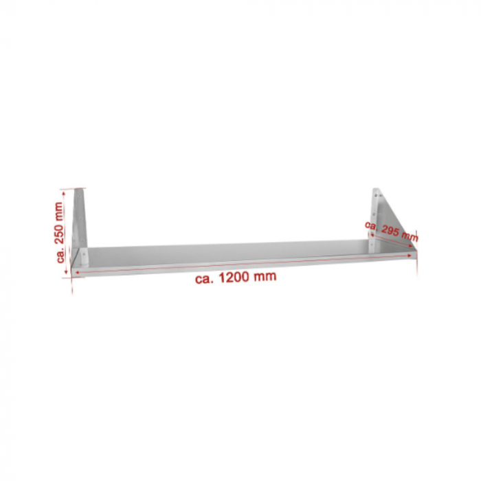 Polita de perete din inox simpla 1200x295 mm BWR-10 [2]
