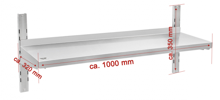 Polita de perete din inox simpla reglabila pe inaltime 1200 mm, BWR-1 [2]