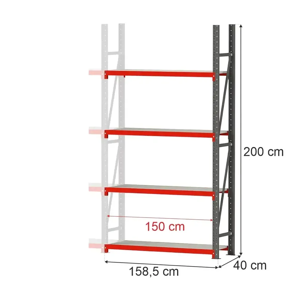Raft depozitare 4 rafturi 200x158.5x40cm extensie [1]