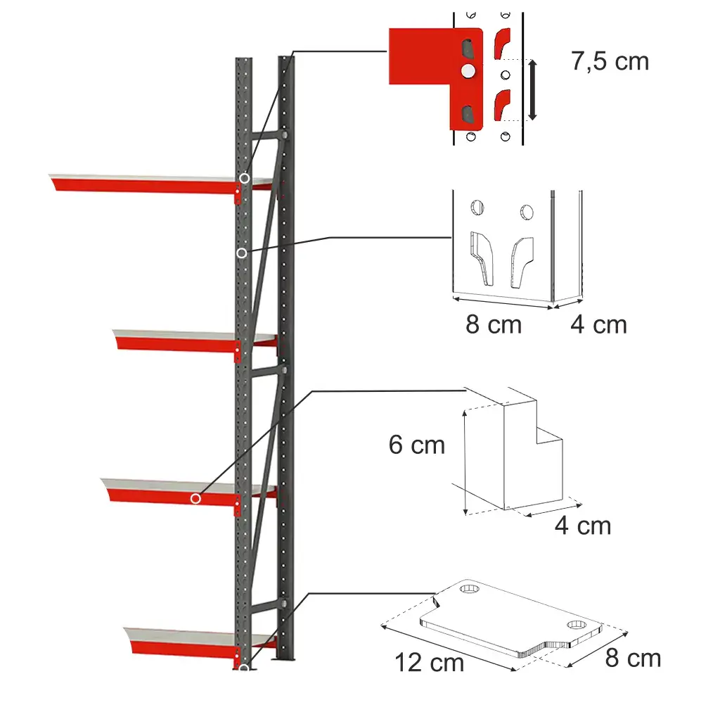 Raft depozitare 4 rafturi 200x158.5x40cm extensie [3]