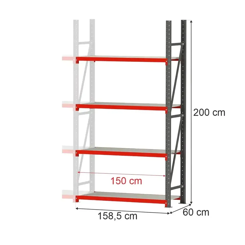 Raft depozitare 4 rafturi 200x158.5x60cm extensie [1]