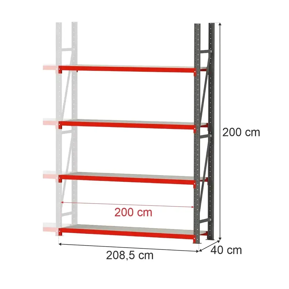 Raft depozitare 4 rafturi 200x208.5x40cm extensie [1]