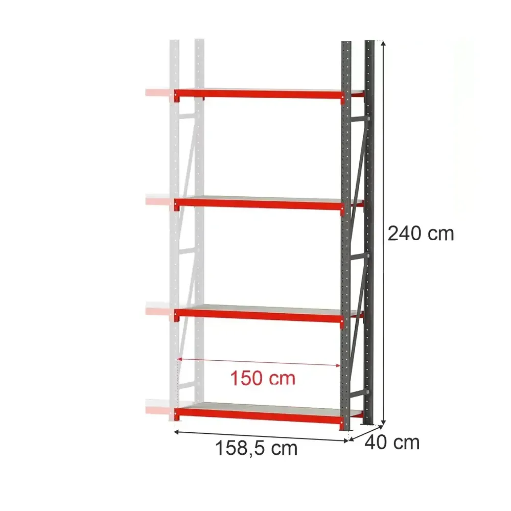 Raft depozitare 4 rafturi 240x158.5x40cm extensie [1]