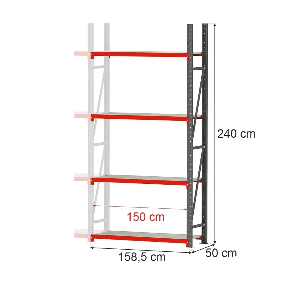 Raft depozitare 4 rafturi 240x158.5x50cm extensie [1]