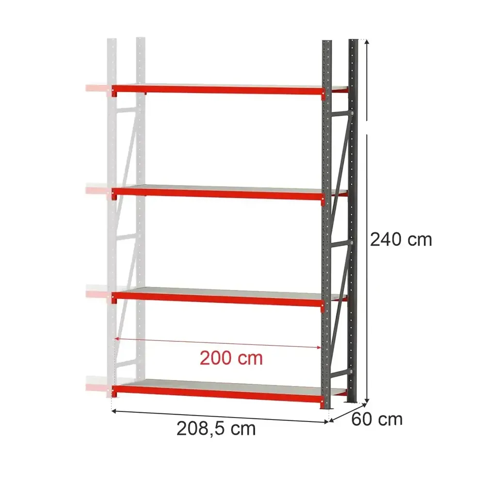 Raft depozitare 4 rafturi 240x208.5x60cm extensie [1]