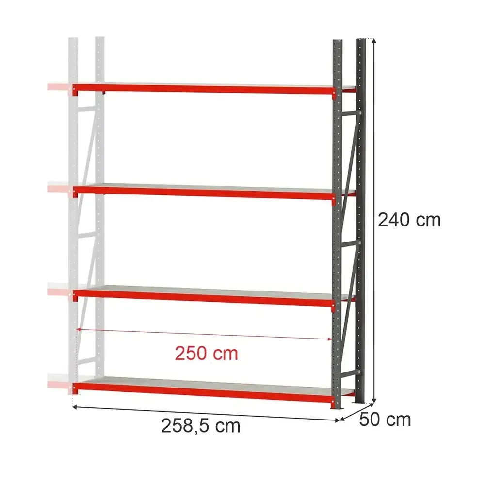 Raft depozitare 4 rafturi 240x258.5x50cm extensie [1]
