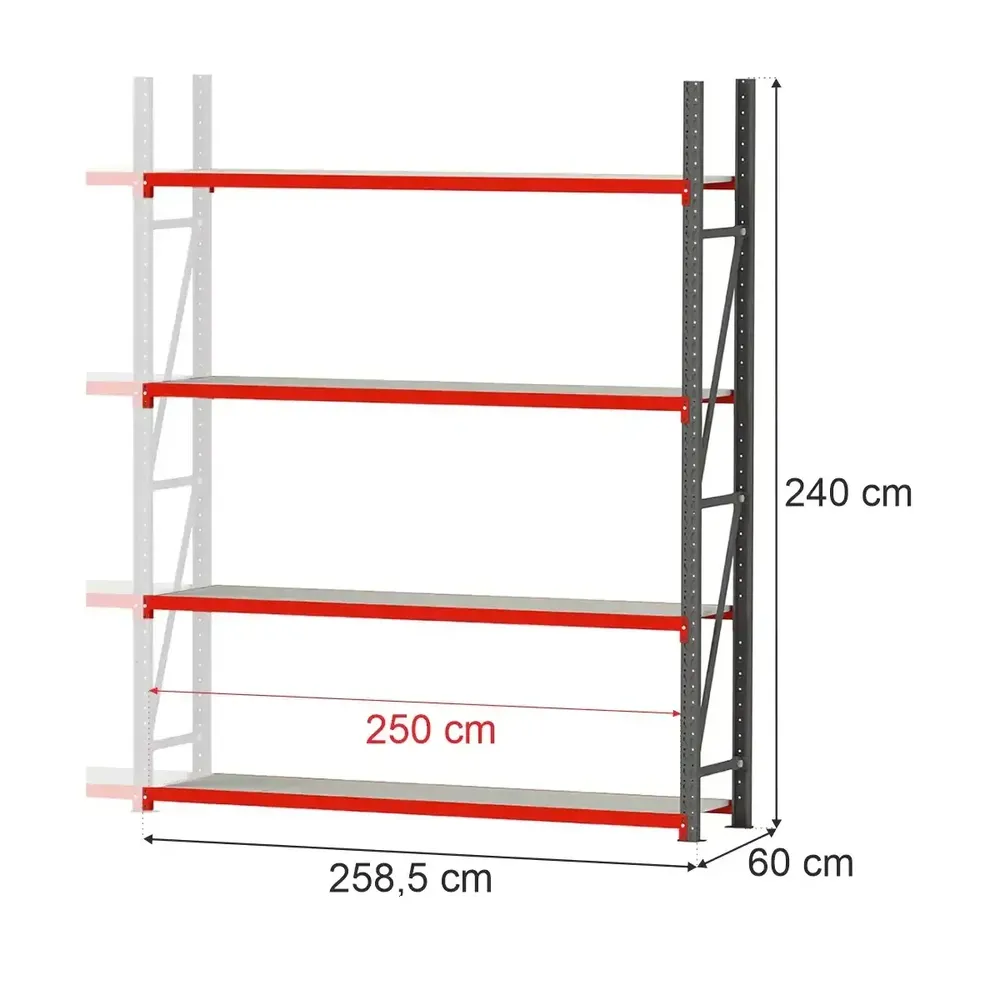 Raft depozitare 4 rafturi 240x258.5x60cm extensie [1]