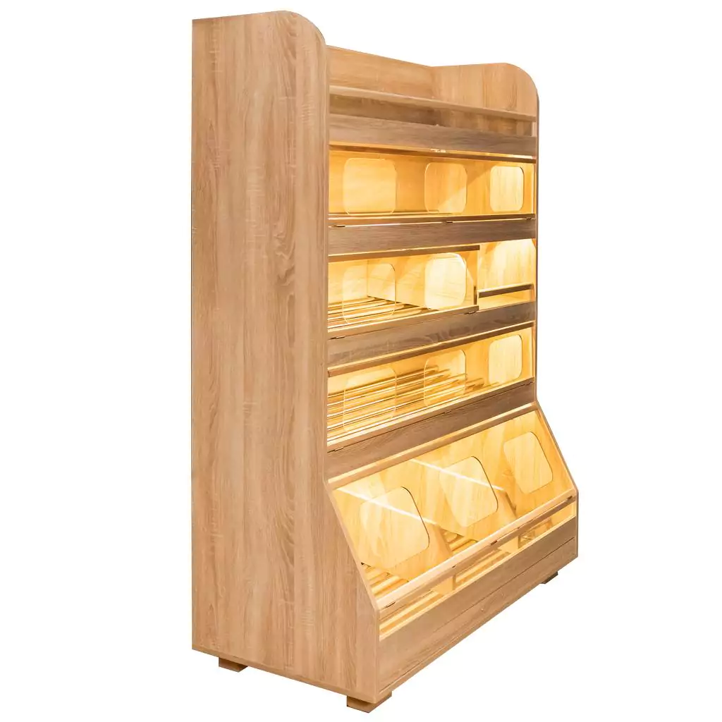 Raft paine plexiglas, iluminare, 180cm, stejar american [3]