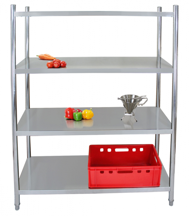 Rastel din inox cu 4 polite pline 1200x460 mm BER4 [2]