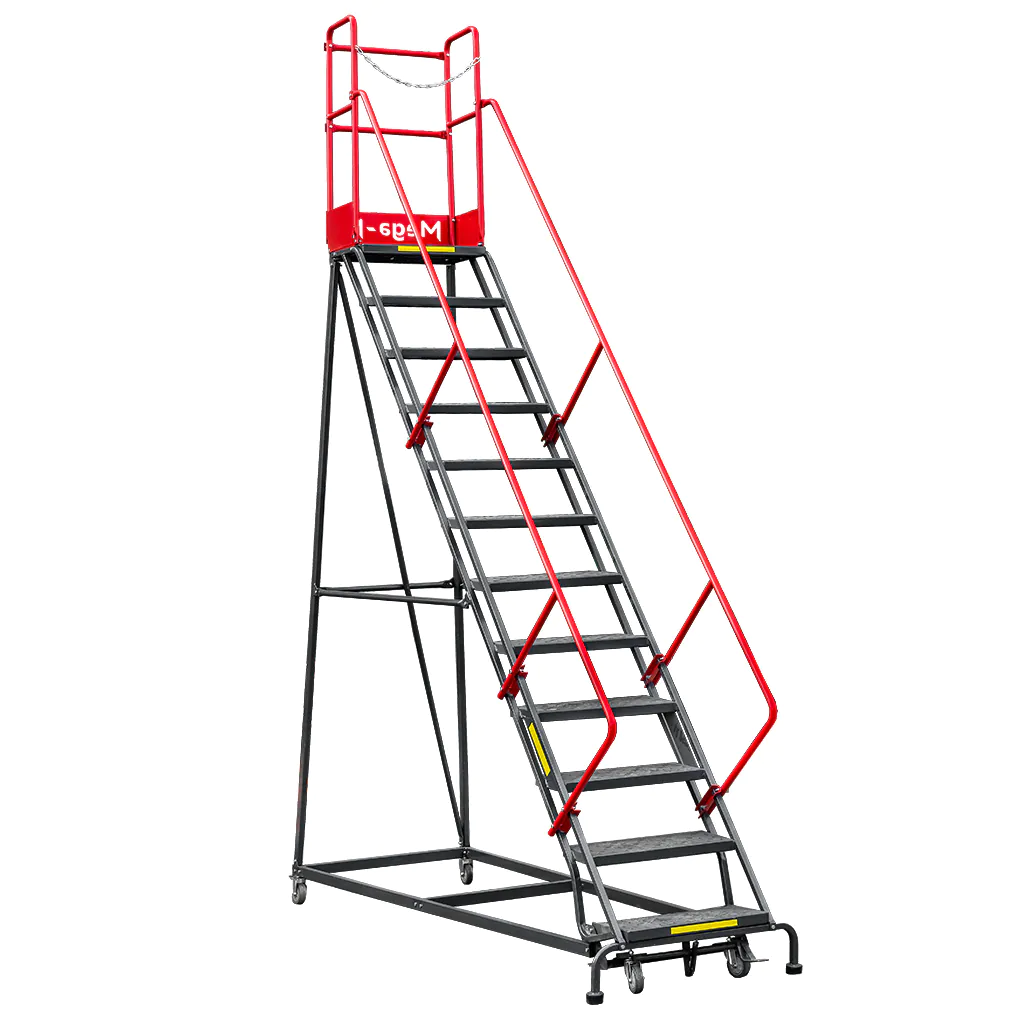 Scara de depozit mobila 306cm, 12 trepte, platforma si frana [2]
