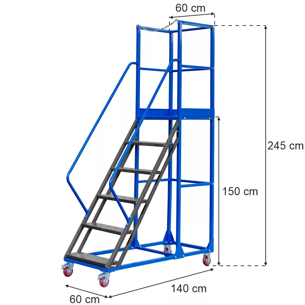 Scara de depozit mobila standard 150cm, 6 trepte, platforma [8]