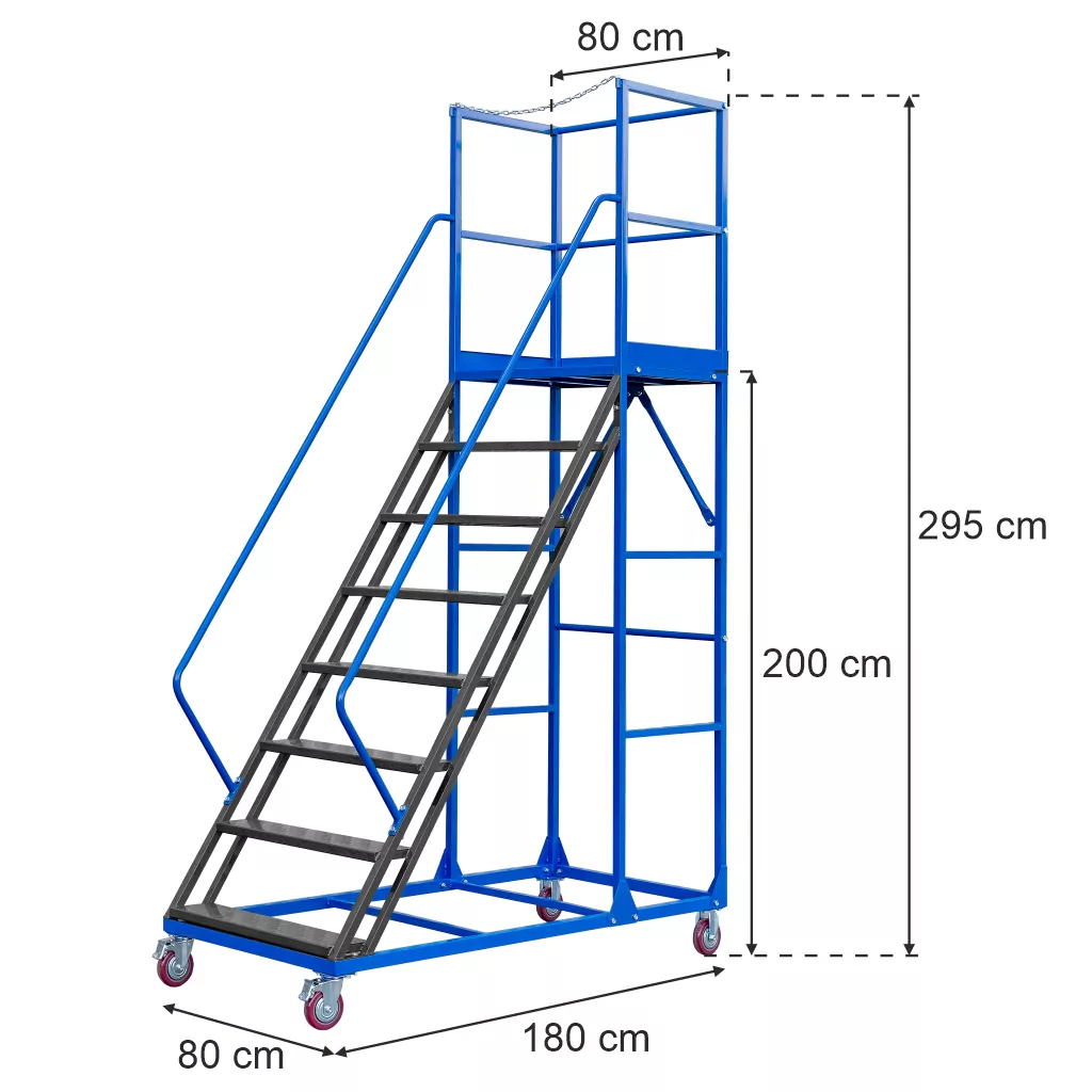 Scara de depozit mobila standard 200cm, 8 trepte, platforma [8]