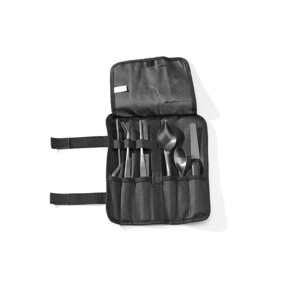 Set plating profesional, 6 bucati, negru, cu pensete si linguri [2]