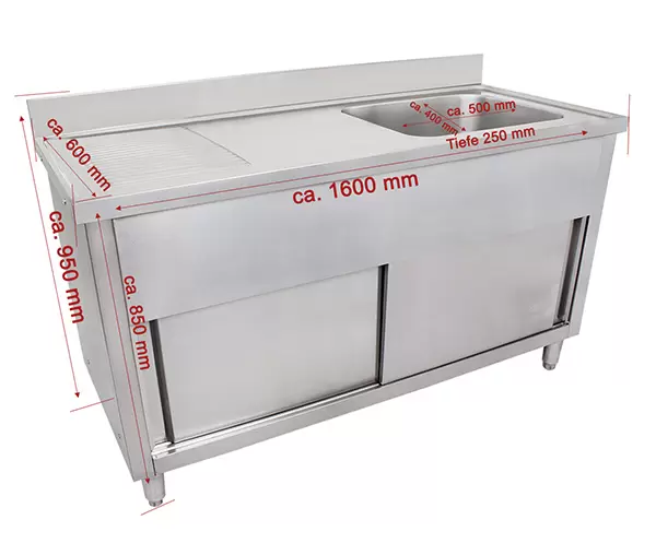 Spalator inox cu 1 cuva cu picurator 1600x600x950 mm GSB160 [2]