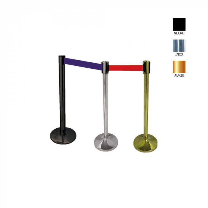 Stalp inox delimitare cu banda albastra retractabila, 2 m, ACF5190IB [1]